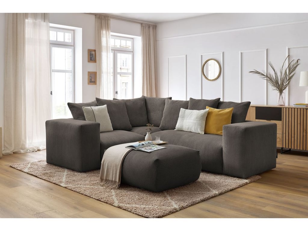 Produit similaire: Canapé d'angle fixe modulable VOLTAIRE avec 1 chauffeuse 2 places, 1 angle, 1 chauffeuse 1 place et 1 pouf taupe angle gauche BOBOCHIC 5 places