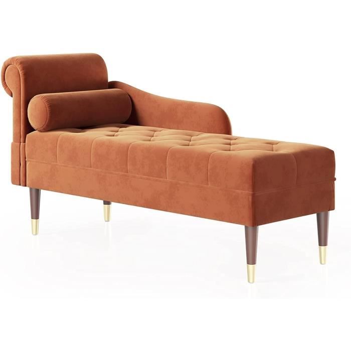 Produit similaire: Méridienne Vesgantti en velours avec coussin - Côté gauche - Orange - 140,5 x 54 x 76 cm