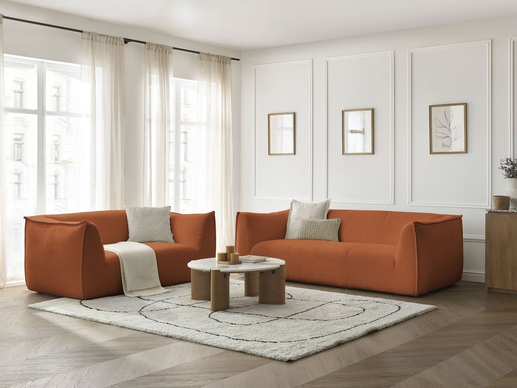 Produit similaire: Giorgia ensemble canapé droit fixe 3 + 2 places tissu bouclette orange