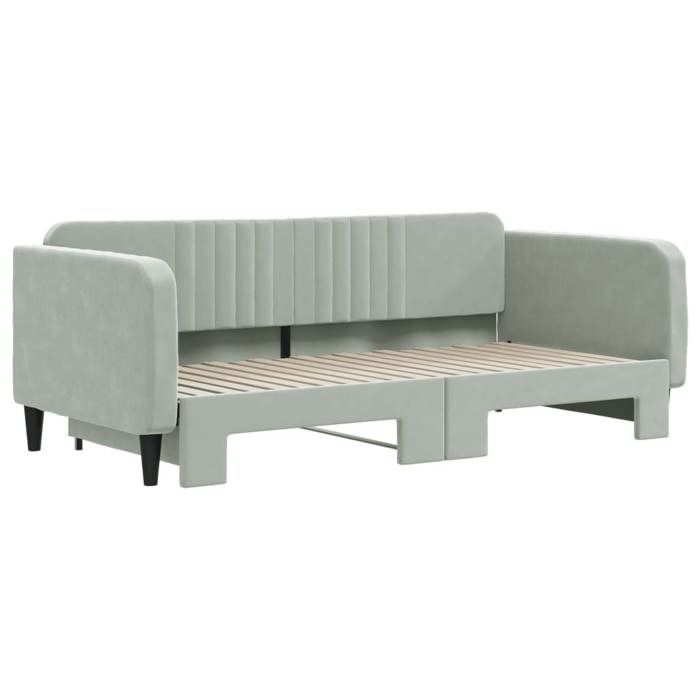 Produit similaire: Lit banquette 2 places - Canapé/Lit de jour avec lit gigogne gris clair 90x190 cm velours CAL9437605