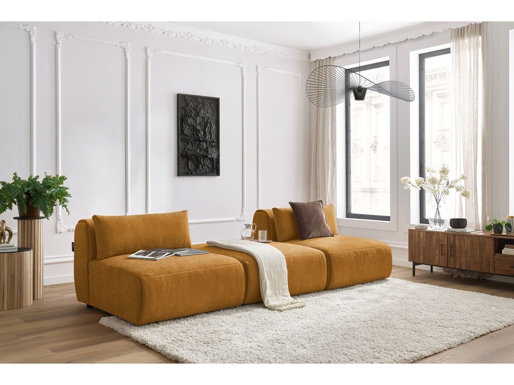 Produit similaire: Canapé droit fixe 3 places JEANNE tissu texturé jaune BOBOCHIC 3 places