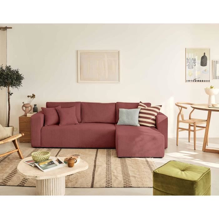 Produit similaire: Topaze - canapé d'angle réversible - 4 places - convertible avec coffre - en velours texturé