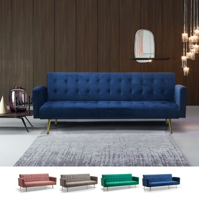 Produit similaire: Canapé convertible design moderne clic clac 3 places en tissu velours Caullae - couleur:Bleu