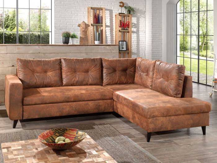 Produit similaire: Canapé d'angle L 5 places Convertible Industriel vintage Droit Marron