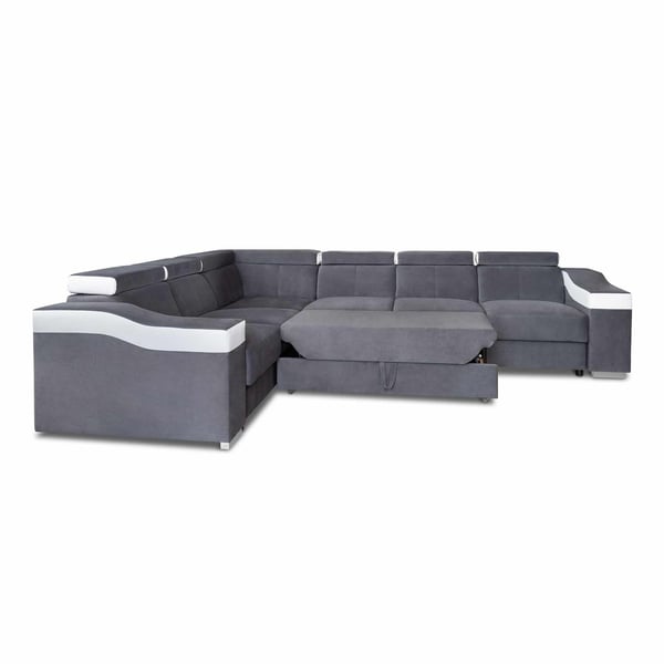 Lucky - Canapé d'angle convertible 7 places en velours