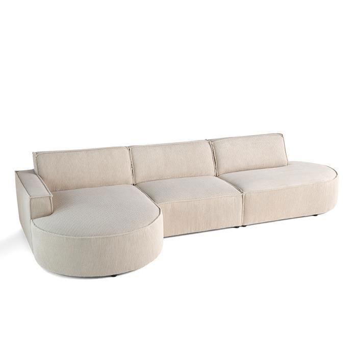 Produit similaire: Spiaggia - canapé d'angle gauche - forme arrondie - 5 places - en velours côtelé - Beige