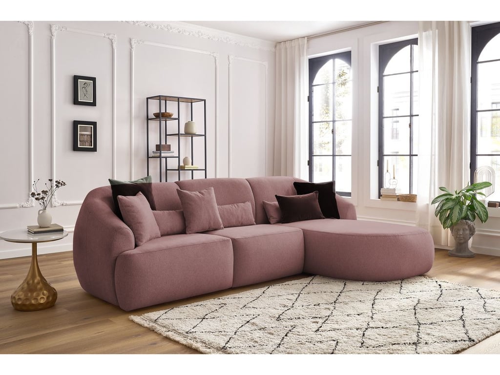 Produit similaire: Canapé d'angle fixe ALESIA tissu chiné rose angle droit BOBOCHIC 3 places