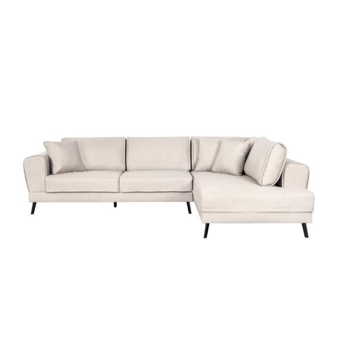 Produit similaire: Canapé d'angle droit 4 places INDIA convertible 2 coffres en tissu - Beige - L304 x 212 x 86cm - LOUNGITUDE
