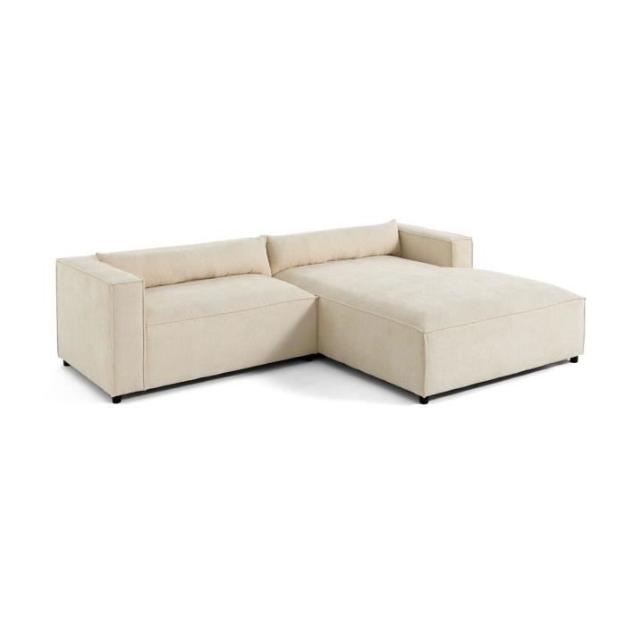 Produit similaire: Ela - canapé d'angle droit 4 places - en tissu velours relief - Beige