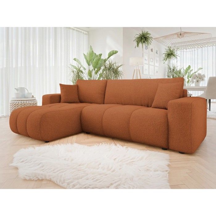 Produit similaire: Canapé d'angle convertible LARIA en tissu anti tâche hydrophobe doux au toucher terracotta