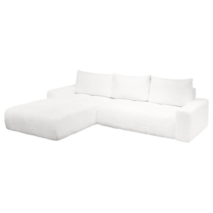 Produit similaire: Canapé d'angle gauche convertible tissu bouclette blanc L304 cm - VOLT
