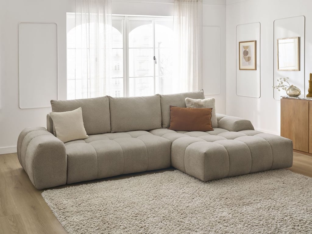 Produit similaire: Canapé d'angle convertible coffre EVEREST tissu chiné taupe angle droit BOBOCHIC 3 places