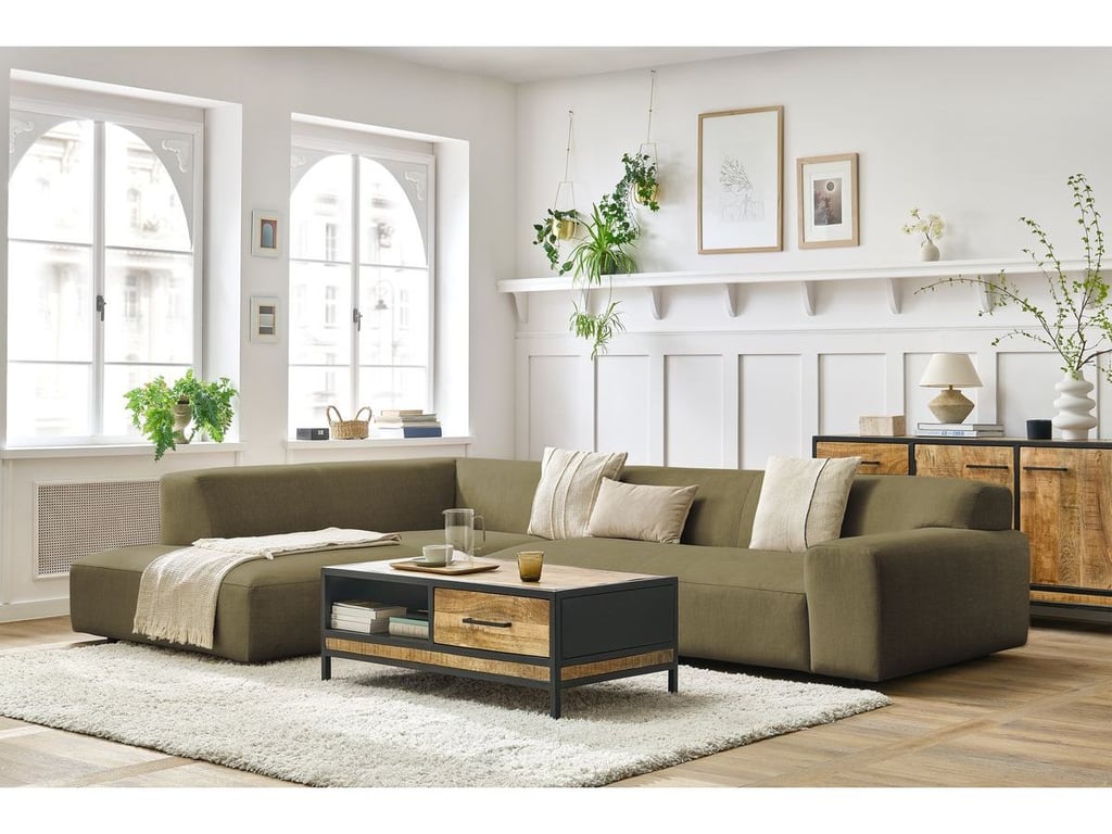 Produit similaire: Lavena canapé d'angle fixe 4 places velours vert angle gauche