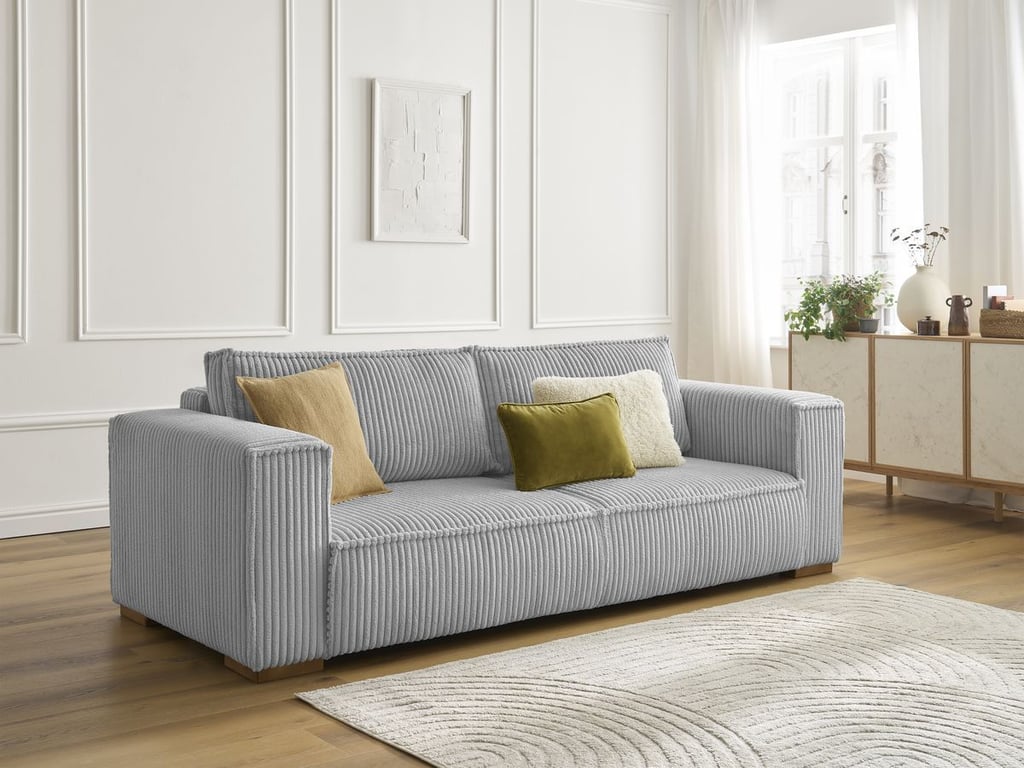 Produit similaire: Canapé droit fixe 3 places CHELSEA gros côtelé doux gris clair BOBOCHIC