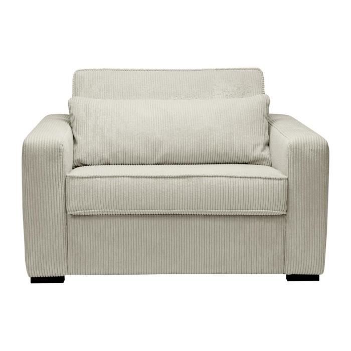 Produit similaire: Fauteuil convertible express en velours côtelé beige. Couchage 70 cm. MONDOVI