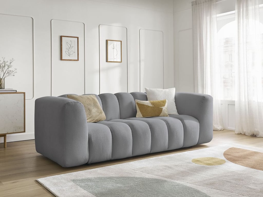 Produit similaire: Canapé droit fixe 3 places TALIA tissu chiné gris clair BOBOCHIC