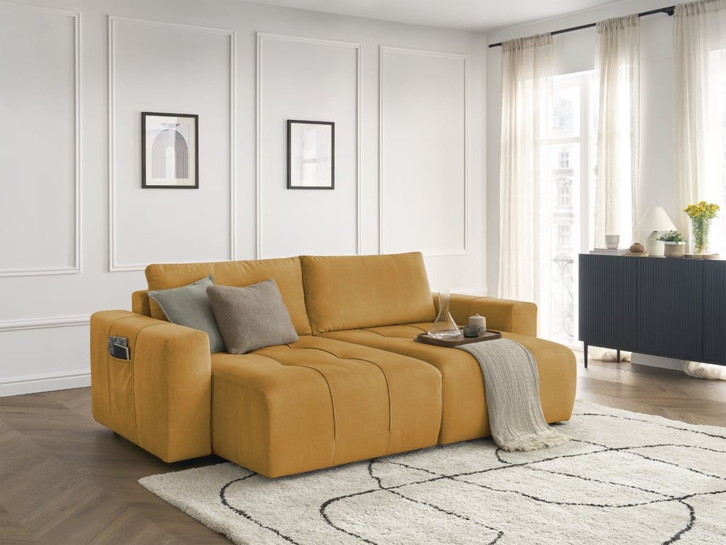 Produit similaire: Canapé droit fixe 4 places ARSENE assise profonde velours jaune BOBOCHIC