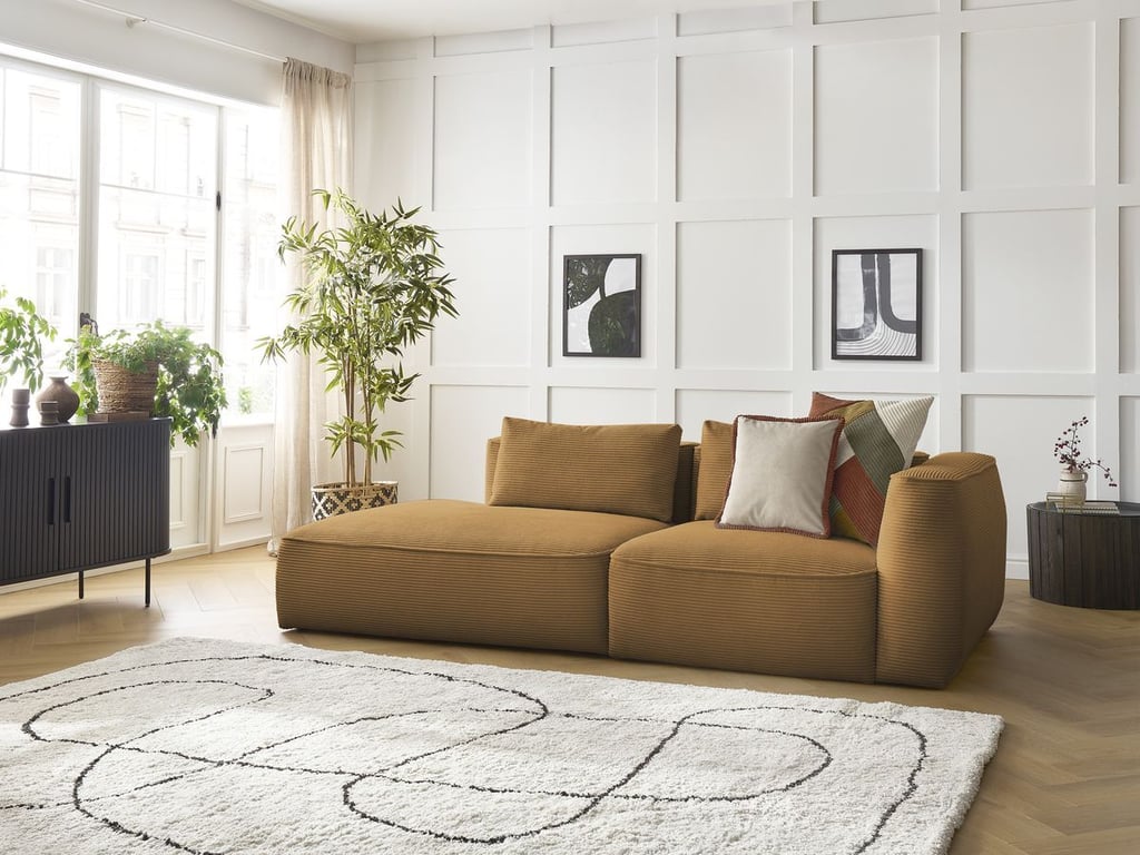 Produit similaire: Canapé droit fixe 3 places LEOPOLD velours côtelé jaune accoudoir droit BOBOCHIC