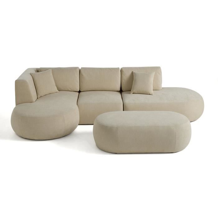 Produit similaire: Santorini - canapé modulable d'angle gauche + pouf - 5 places - en tissu texturé - Beige