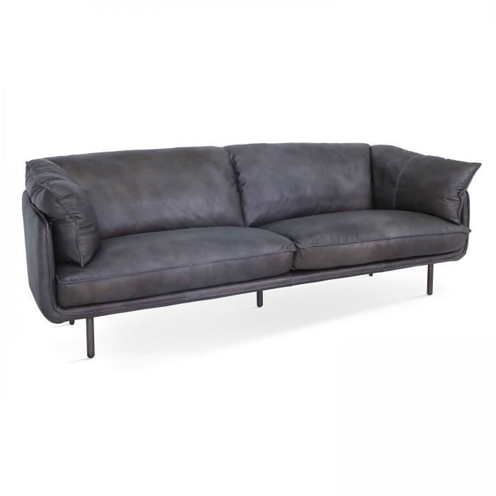 Produit similaire: Canapé en cuir 3 places - OVIALA - FREYA - Cuir de vachette - Confort moelleux - Déhoussable