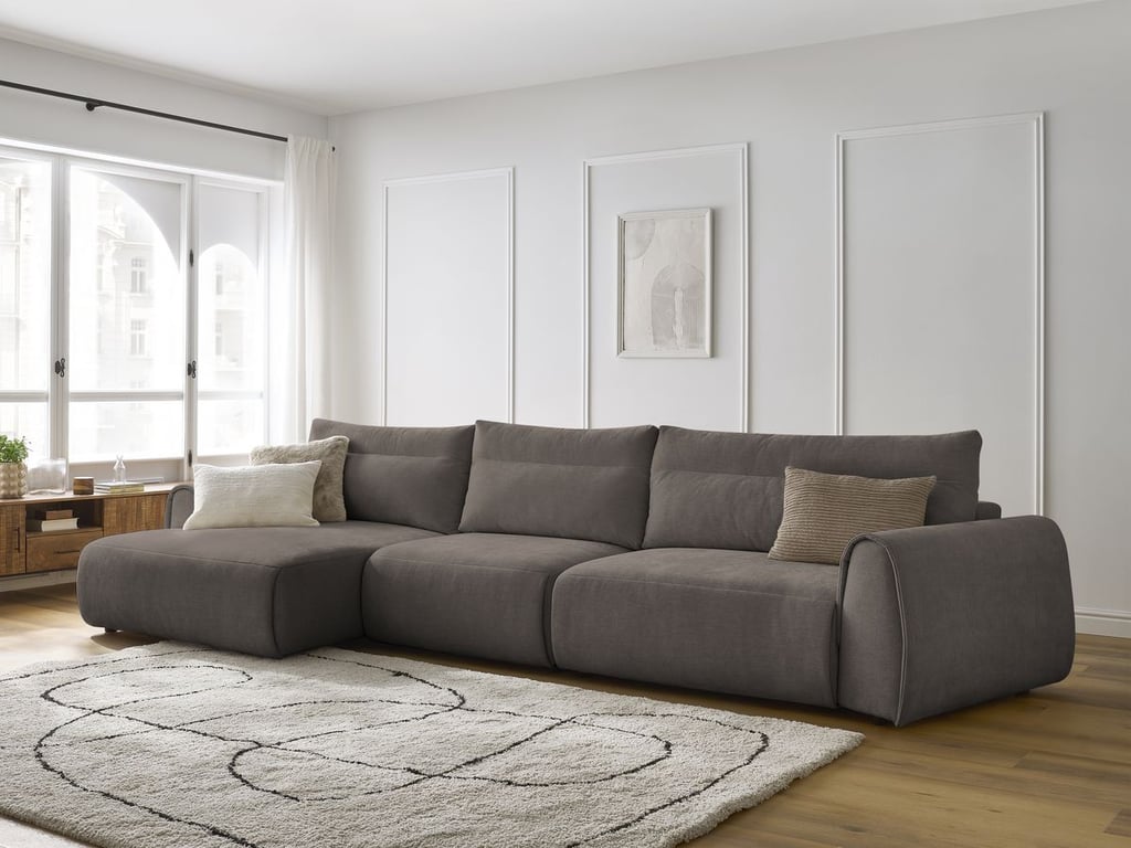 Produit similaire: Canapé grand angle incurvé fixe ADEN taupe angle gauche BOBOCHIC 4 places