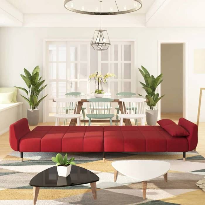 Produit similaire: Lit banquette 2 places - convertible - Canapé-lit à 2 places et deux oreillers Rouge bordeaux Velours CAL5094295