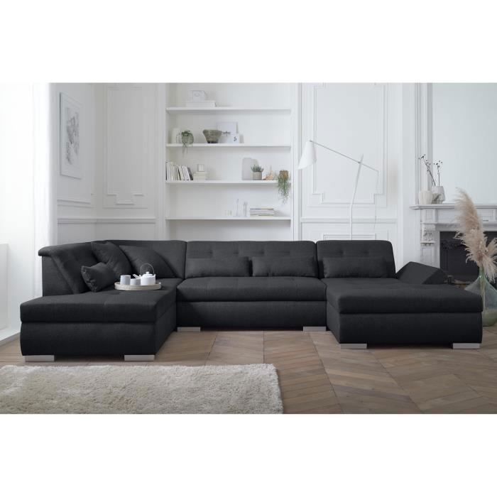 Produit similaire: Canapé panoramique d'angle gauche - 7 places - XXL - LISA DESIGN - Noir - Tissu - Contemporain - Design - Ferme