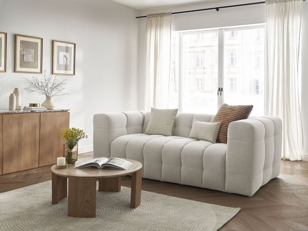 Cloud canapé droit convertible 3 places tissu lisse beige