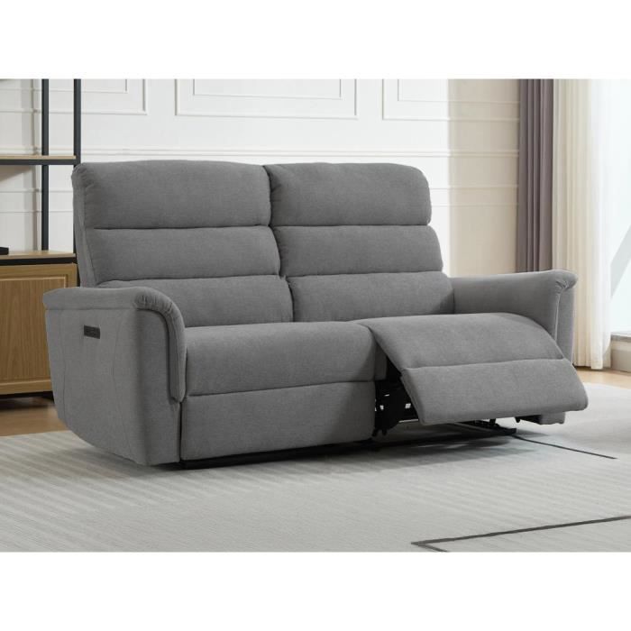Produit similaire: Canapé 3 places relax électrique en tissu gris CARTASIA