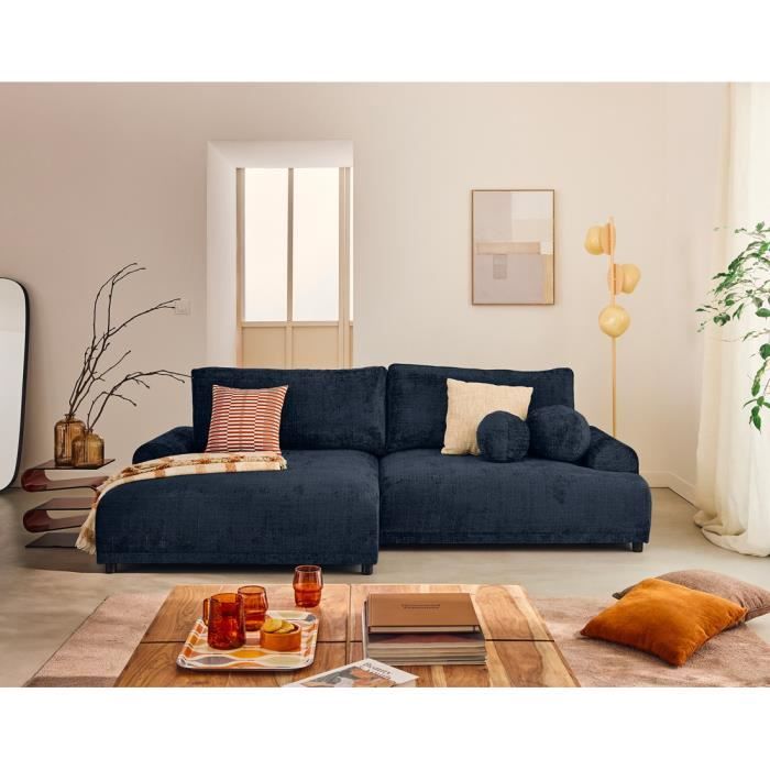 Produit similaire: Nelly - canapé d'angle gauche 4 places convertible avec coffre en velours texturé - Bleu