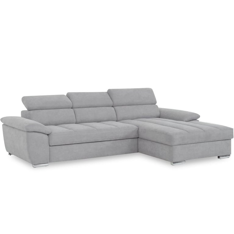 Produit similaire: Canapé d'angle droite convertible avec Méridienne coffre KID tissu gris clair