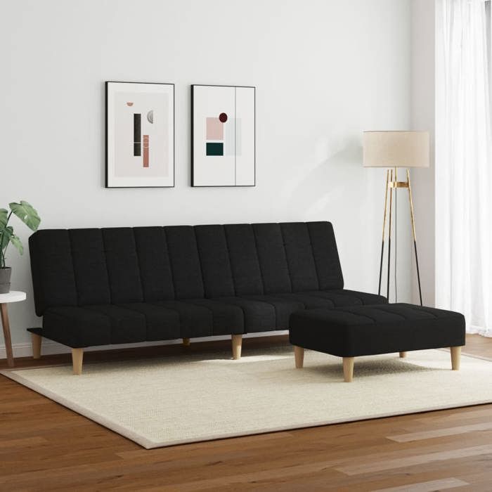 Produit similaire: Lit banquette 2 places - convertible - Canapé-lit à 2 places avec repose-pied noir tissu CAL6783288