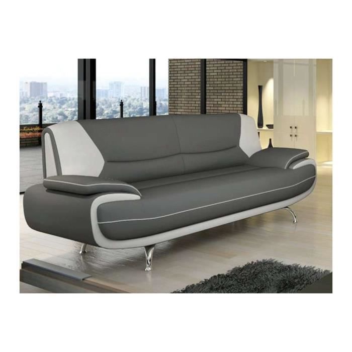 Produit similaire: Canapé design 3 places en simili cuir gris et blanc - MUZA - Ferme - Contemporain - Design