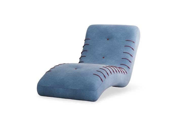 Meridienne Chaise longue SPLINE - élégant au confort ergonomique, Aspect moderne avec coutures contrastées - Bleu (Castel 74)