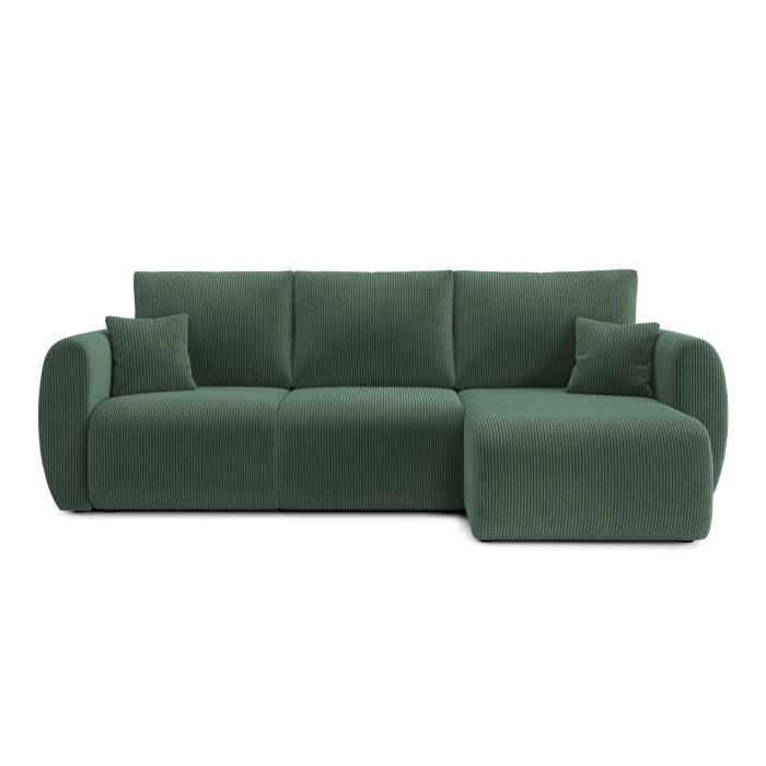 Produit similaire: Canapé d'angle convertible REFA en velours côtelé vert 4 places - Réversible - Coffre de rangement - BAÏTA