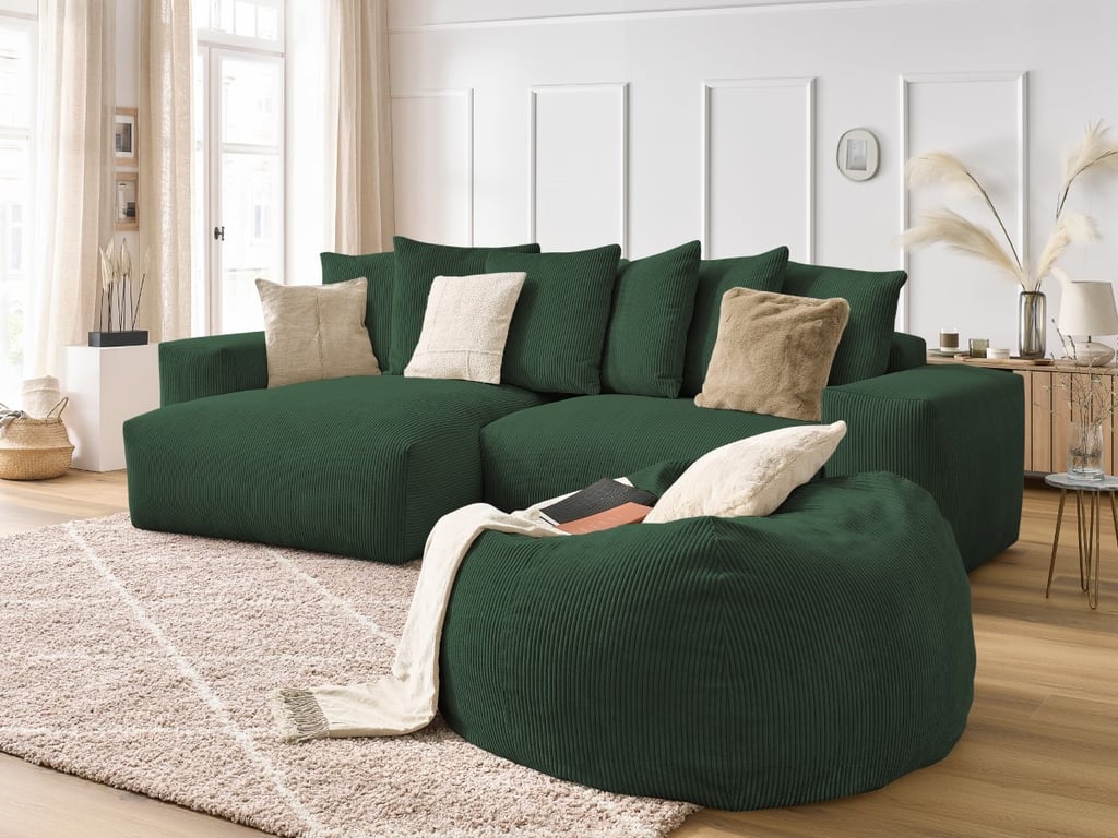 Produit similaire: Canapé d'angle réversible VOLTAIRE velours côtelé avec pouf vert BOBOCHIC 5 places