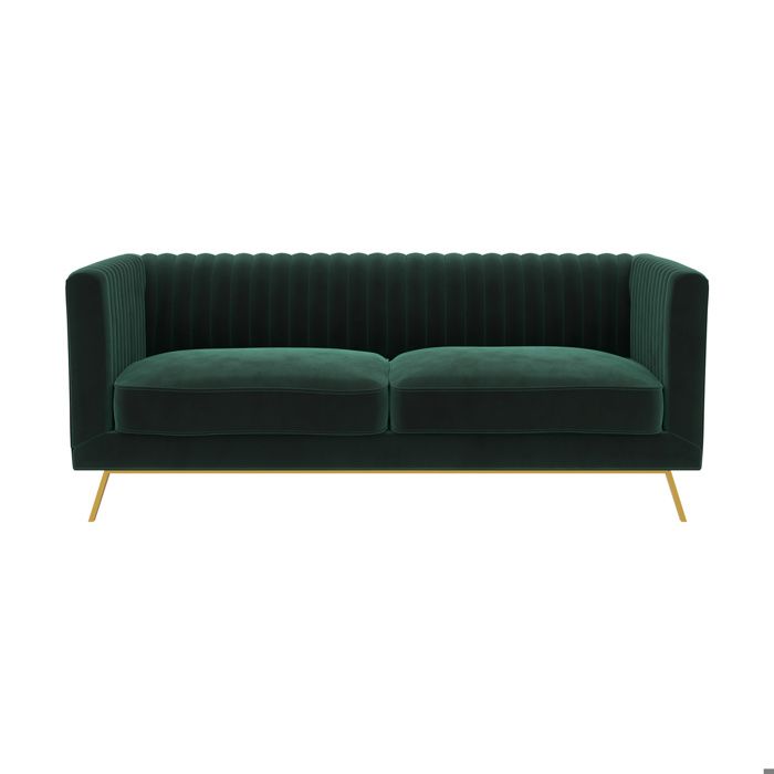 Produit similaire: Canapé Gatsby 2 places en velours vert foncé - RENDEZ VOUS DECO - Fixe - Avec accoudoirs - Coffre de rangement