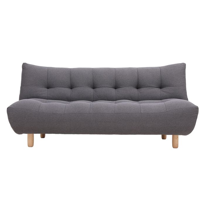 Canapé convertible scandinave 3 places en tissu gris foncé et bois clair YUMI - Vue supplémentaire 1