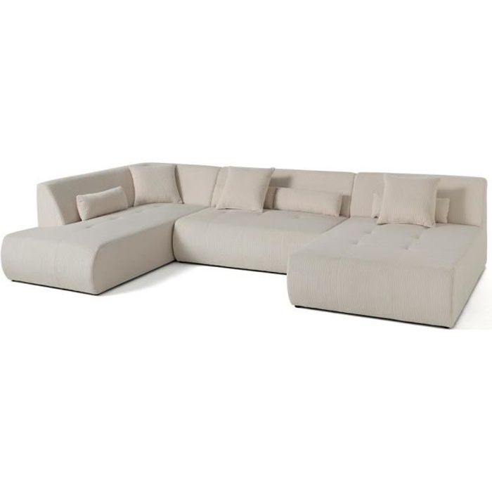 Onyx - canapé panoramique modulable d'angle gauche 7 places - en velours côtelé - Vue supplémentaire 1