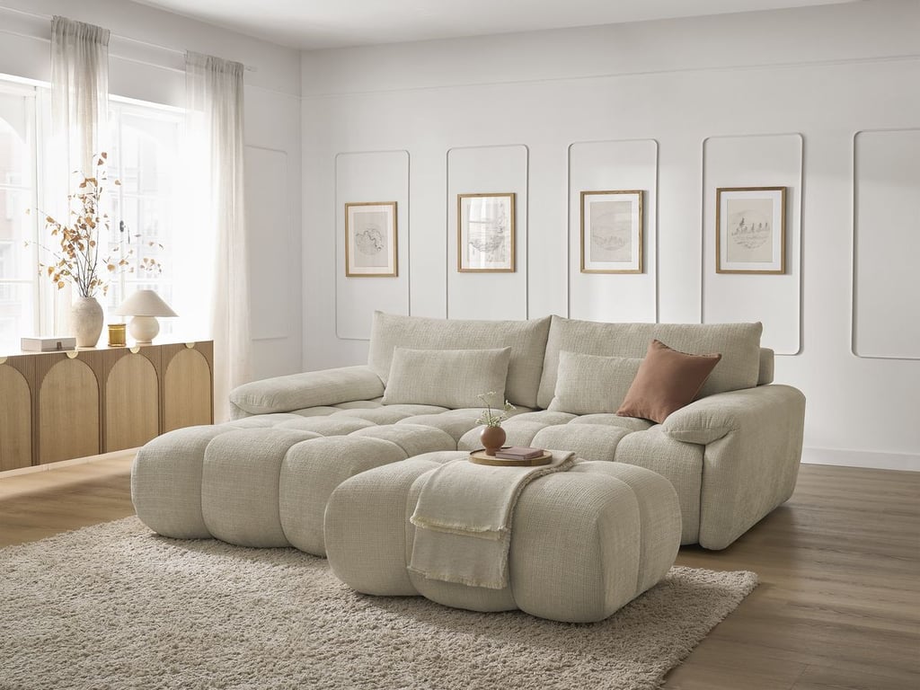 Produit similaire: Ivane canapé d'angle fixe 4 places tissu texturé beige angle gauche