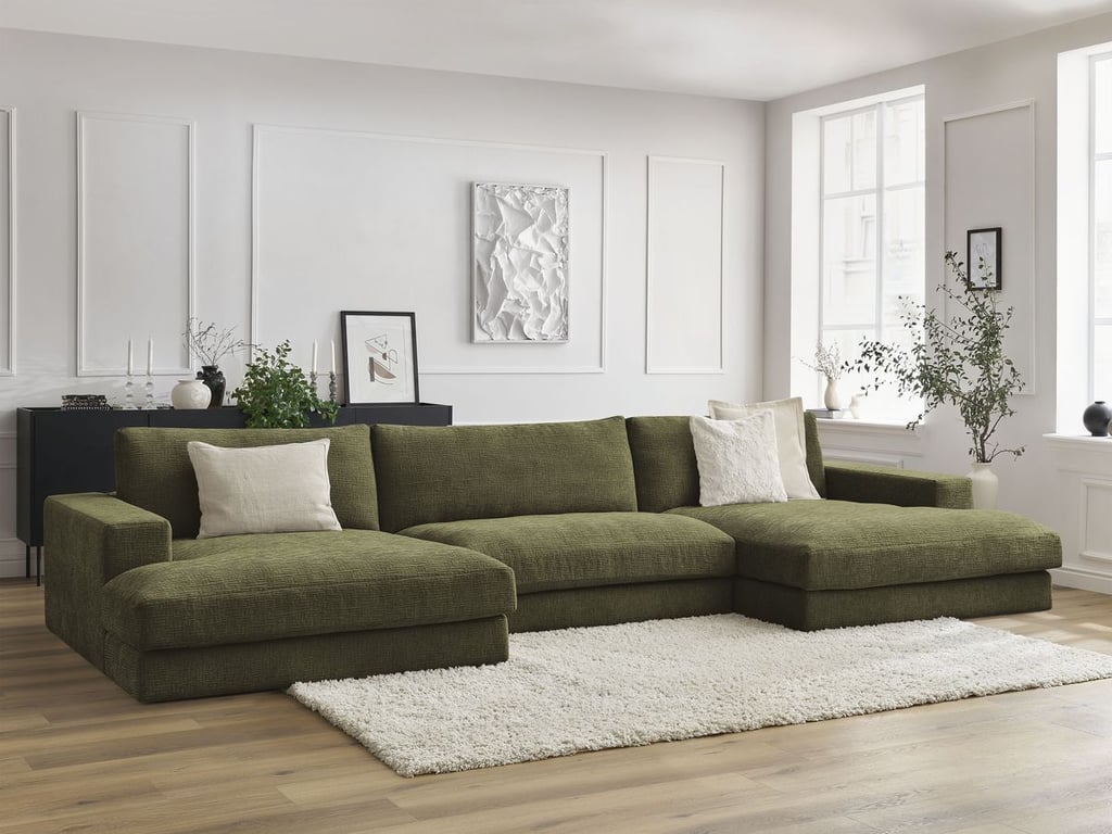 Produit similaire: Canapé panoramique fixe LEONARD tissu texturé vert BOBOCHIC 6 places