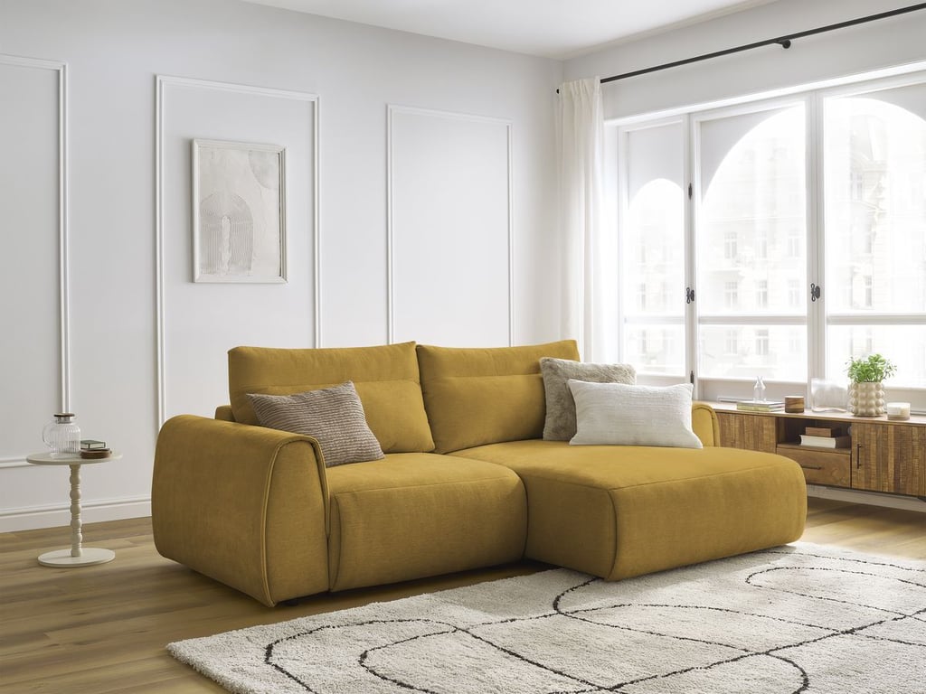 Produit similaire: Canapé d'angle fixe compact ADEN jaune angle droit BOBOCHIC 3 places