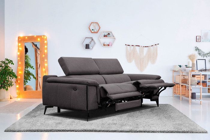 Produit similaire: Canapé droit XXL avec relax électrique tissu gris foncé - Matera
