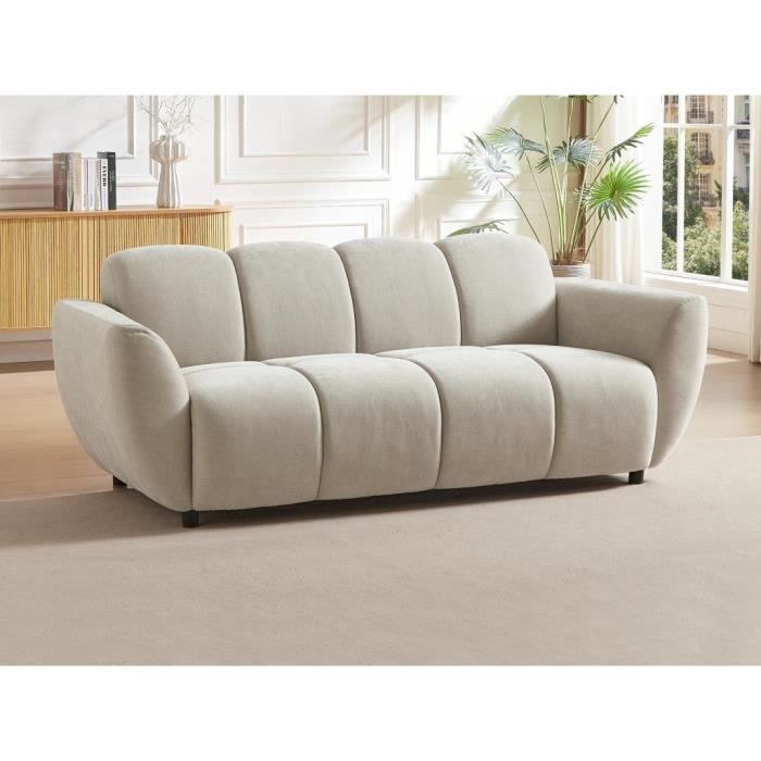 Produit similaire: Canapé Julori - 3 places en tissu beige effet matelassé