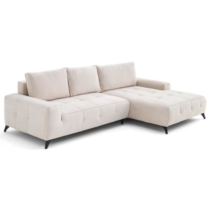 Produit similaire: Rimini - canapé d'angle droit 4 places convertible avec coffre en tissu texturé - Beige