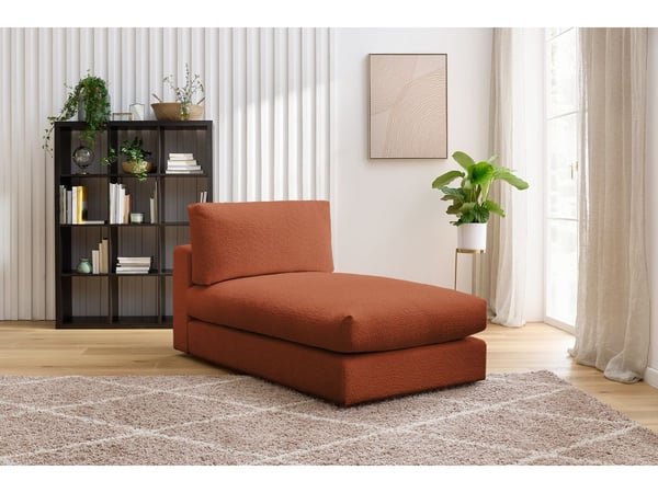 Paris méridienne pour canapé modulable 1 place tissu bouclette orange