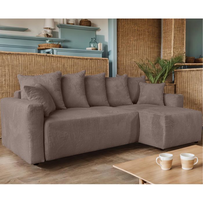 Produit similaire: Canapé d'angle réversible 232 cm en velours côtelé taupe - ALESIO