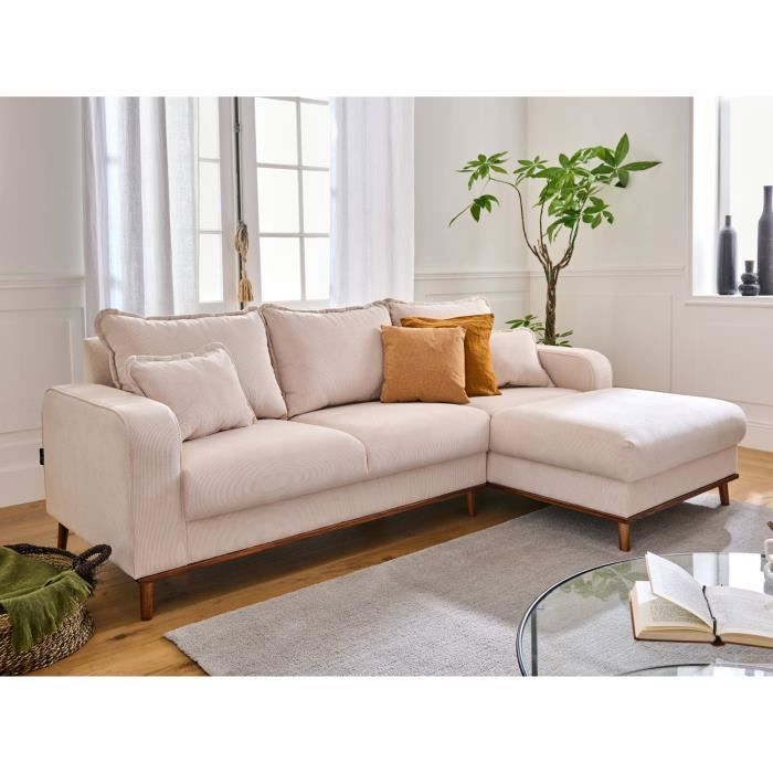 Produit similaire: Canapé d'angle droit 4 places en velours côtelé Beige - LISA DESIGN