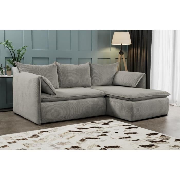 Produit similaire: Canapé d'angle convertible en velours côtelé taupe - PASCAL MORABITO - TEODORA - 4 places - Coffre de rangement