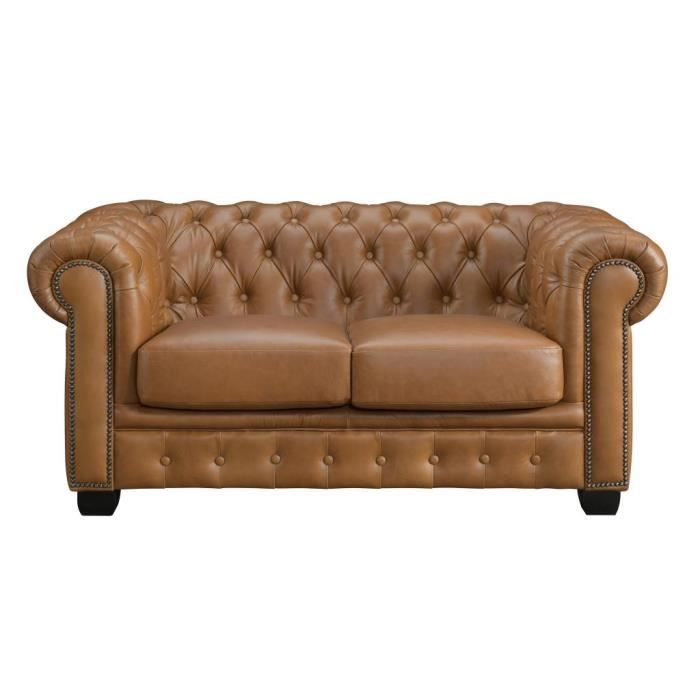 Produit similaire: Canapé chesterfield 2 places BRENTON 100% cuir de buffle - Caramel vintage